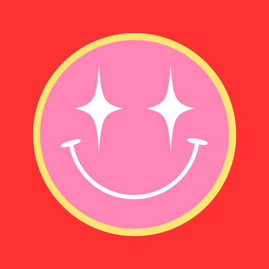 SMILEY ROOD/ROZE- Forex tegeltje 10x10cm tegeltje Lourens Exclusive