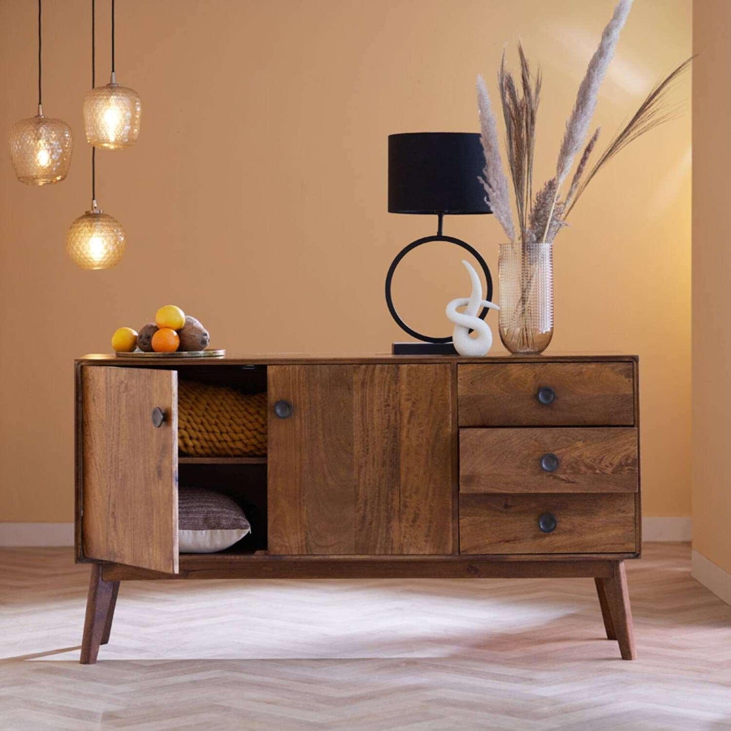 Kap cilinder 30-30-21 cm VELOURS zwart-taupe Lampenkap Light & Living