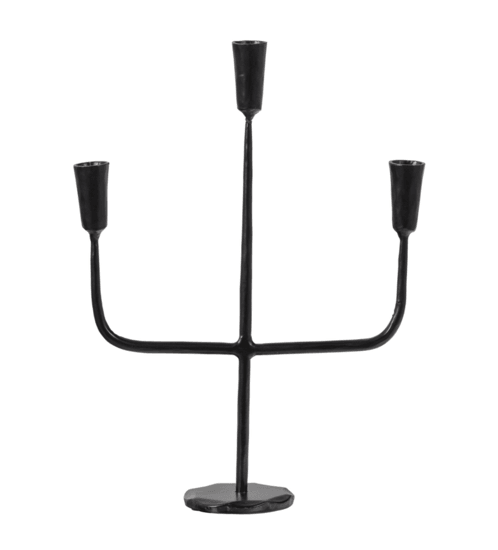 SEAN KANDELAAR 3 KAARSEN METAAL ZWART Kandelaar BePureHome