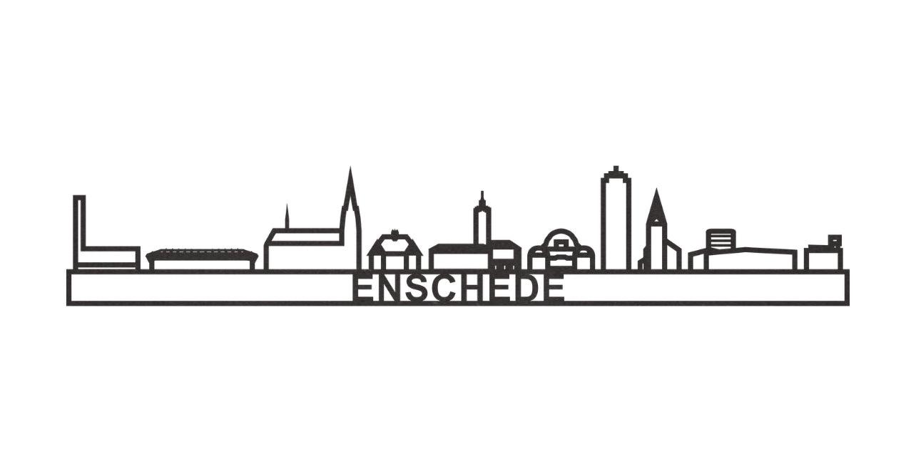 Skyline Enschede Met Tekst Zwart-MDF 2 maten Ornament City Shapes 60 cm
