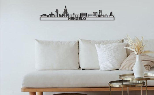 Skyline Hengelo Met Tekst 4 kleuren en 3 maten. Ornament City Shapes