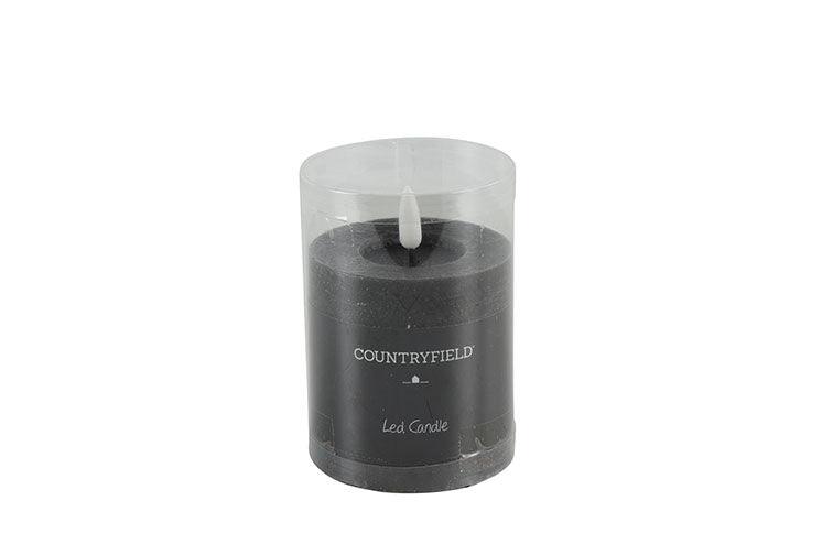 Stompkaars rustiek Ø7,5CM LED ro Lyon S zwart-L7,5B7,5H8CM LED-kaarsen Countryfield
