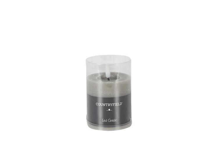 Stompkaars rustiek Ø7,5CM LED ro Lyon S grijs-L7,5B7,5H8CM LED-kaarsen Countryfield