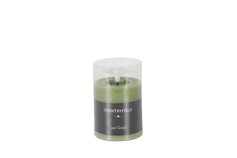 Stompkaars rustiek Ø7,5CM LED ro Lyon S l.groen-L7,5B7,5H8CM LED-kaarsen Countryfield