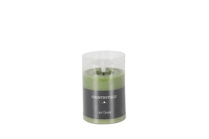 Stompkaars rustiek Ø7,5CM LED ro Lyon S l.groen-L7,5B7,5H8CM LED-kaarsen Countryfield